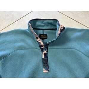 Burton Women's Fleece Jacket Snap Button Long Sleeve Snowboard Blue Small‎
